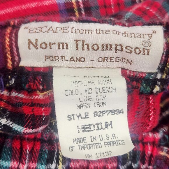 VTG Norm Thompson Flannel PJ Pants-M-90s Grunge-Cabincore Plaid-USA-Loungewear - Picture 7 of 8